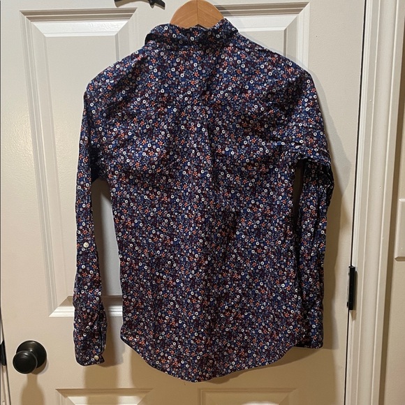 St. John's Bay Navy Floral Cotton Shirt Size Small - Picture 5 of 5